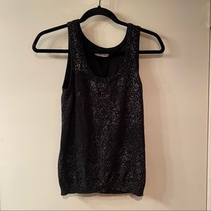 Calvin Klein Black Silver Ribbed Neck Tank Top